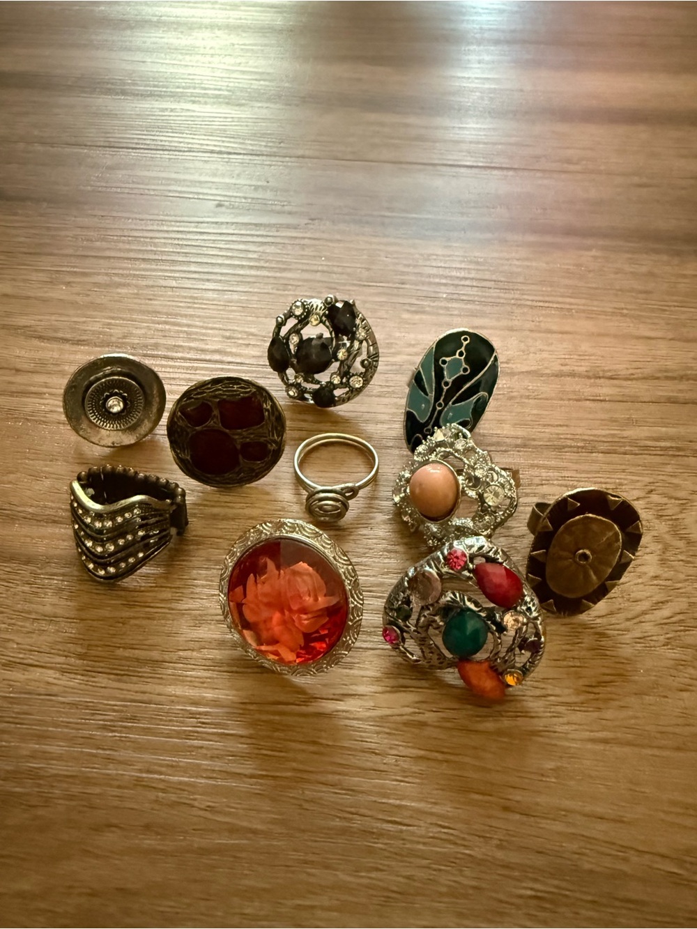 Vintage Assorted Women’s Costume Rings in Mixed Colors - Unbranded